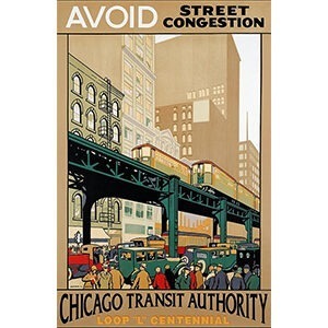 Avoid Congestion CTA Vintage Chicago Poster